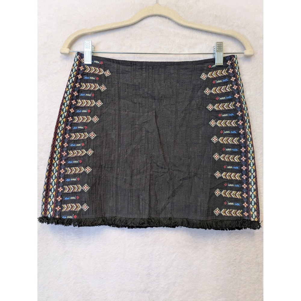 HOUSE OF THREE Embroidered Black Mini‎ Skirt Size XS